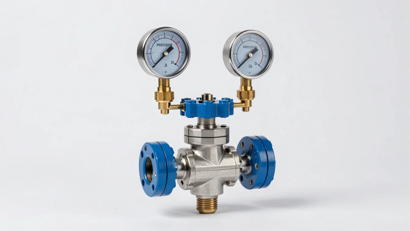 Precision pressure control valve with brass fittings and gauge mo